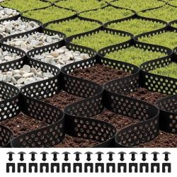 504*Gravel Grid, 3 Inch Depth, 17.06 x 8.86 FT / 5200 x 2700 mm, 1880 LBS Per Sq ft Grass Ground Retainer, Permeable Geo Grids Driveway Stabilization,