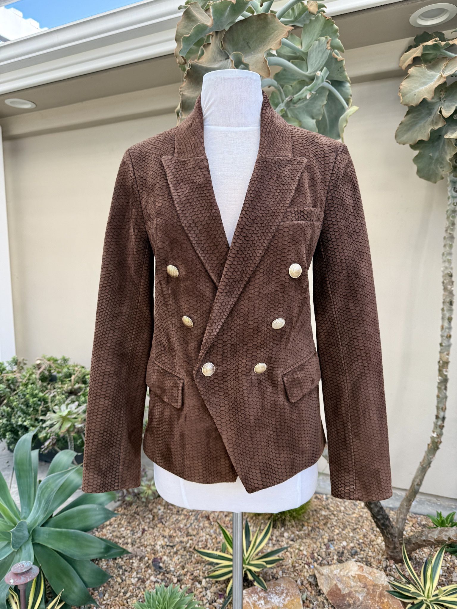 L’Agence Kenzie Lambskin Suede Blazer, Size 4, MSRP $1450