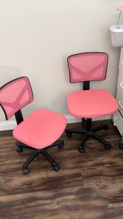 Pink rolling chairs