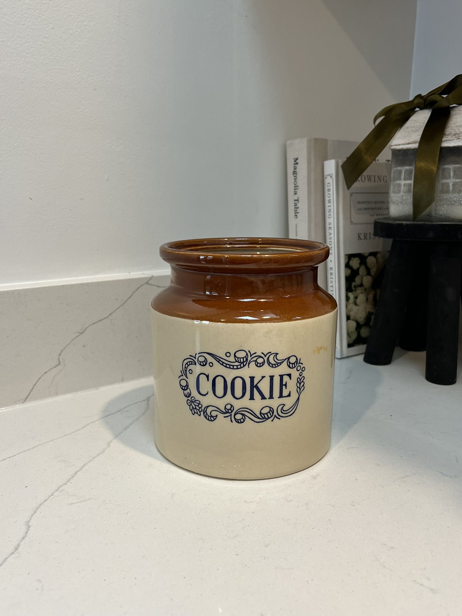 Vintage Monmouth Pottery Stoneware Cookie Jar