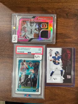Football sports cars Jamaar chase Jaxon dart Trevor Lawrence Psa grade patch rookie rc