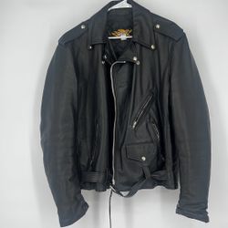 Vintage Black Leather Motorcycle Jacket Universal  Rider