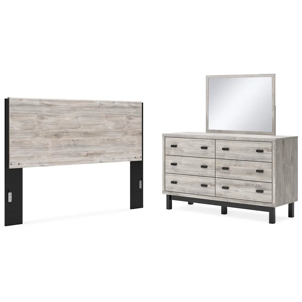 Vessalli King Panel Headboard with Mirrored Dresser Enormous Price Drop