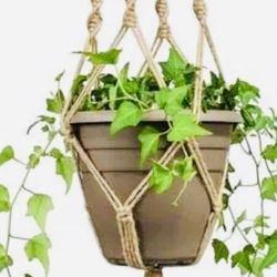 Rope Plant Hanger, Off White. 