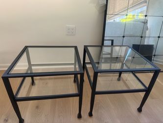 Pottery Barn Black Iron & Glass End Tables – Set of 2