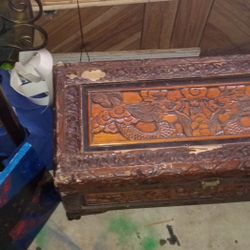 Wooden Chest Antique hand Carved
