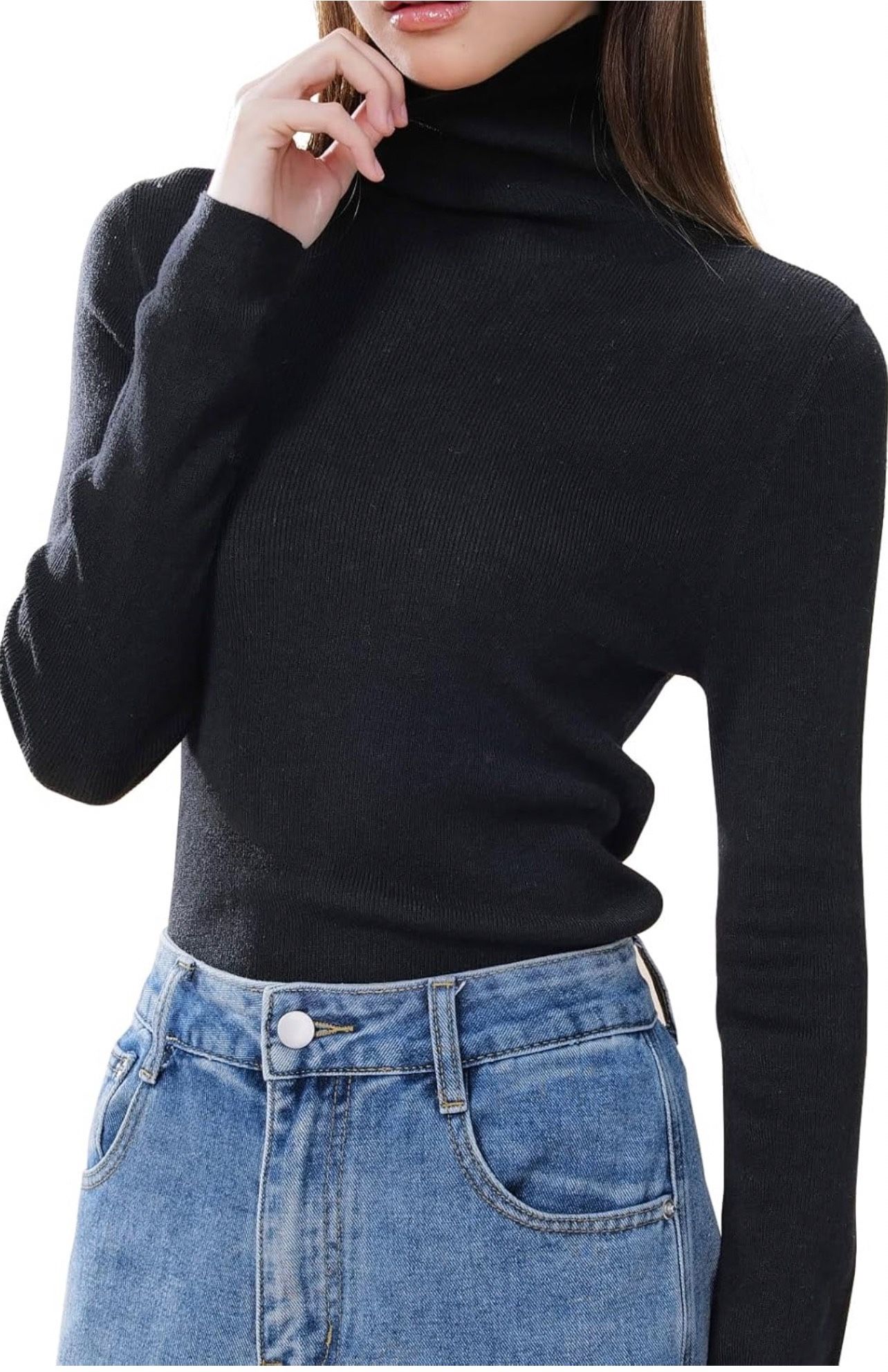 black xl size Turtle Necks Tops for Women 2025 Cute Knitted Warm Fitted Sweater Business Outfits Turtleneck Sweaters for Women