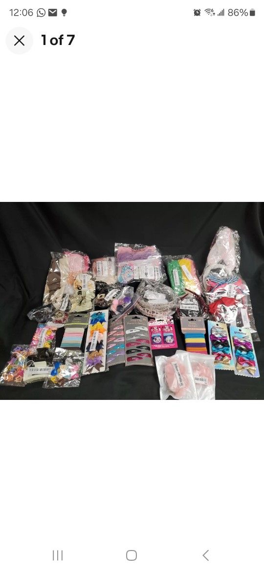 Lot Of 31 Set With +200 Pieces Hair Accesories Clips, Ponies, Ribbons, Headbands