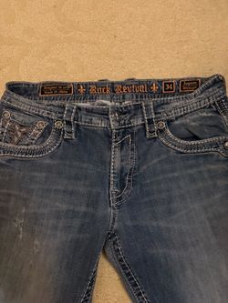 Rock Revival Jayson Straight Blue Wash Jeans – Size 34 👖🔥