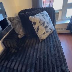 Black Suede Sofas Three Piece