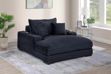 58" x 67" x 35" H Black ivory or grey Corduroy Lounge Chaise Cup Holders Brand New Firm Price $480