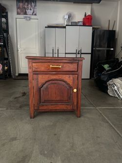 Wooden Nightstand with Drawer and Cabinet