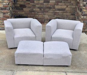 Modern Club Chairs with Ottomans Set of 4