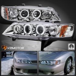 Fits 1(contact info removed) Honda Accord LED Halo Projector Headlights Lamps Left+Right 94-97
