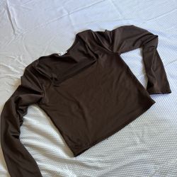 Brown Crop Top - Long Sleeve