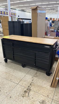 Husky Rolling Tool Chest with Wood Top