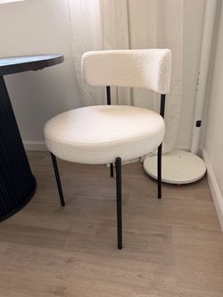 Modern Boucle Dining Chair Black Metal Legs