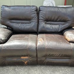 Double leather recliner