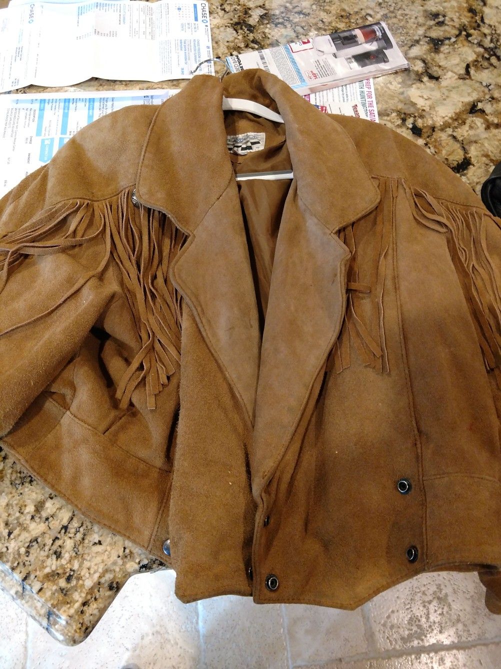 Brown suede leather jacket ( medium)
