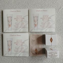  6 NEW Award Winning Charlotte Tilbury Magic Hydration Water Cream + Revival Cleanser + Beauty Glow Primer $50 Value