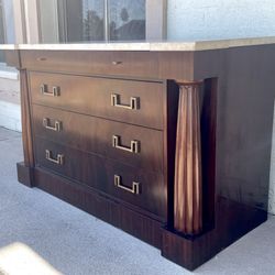 Gorgeous Large Thomas Pheasant for Baker 4 Drawer Ebonized Wood Temple Chest of Drawers