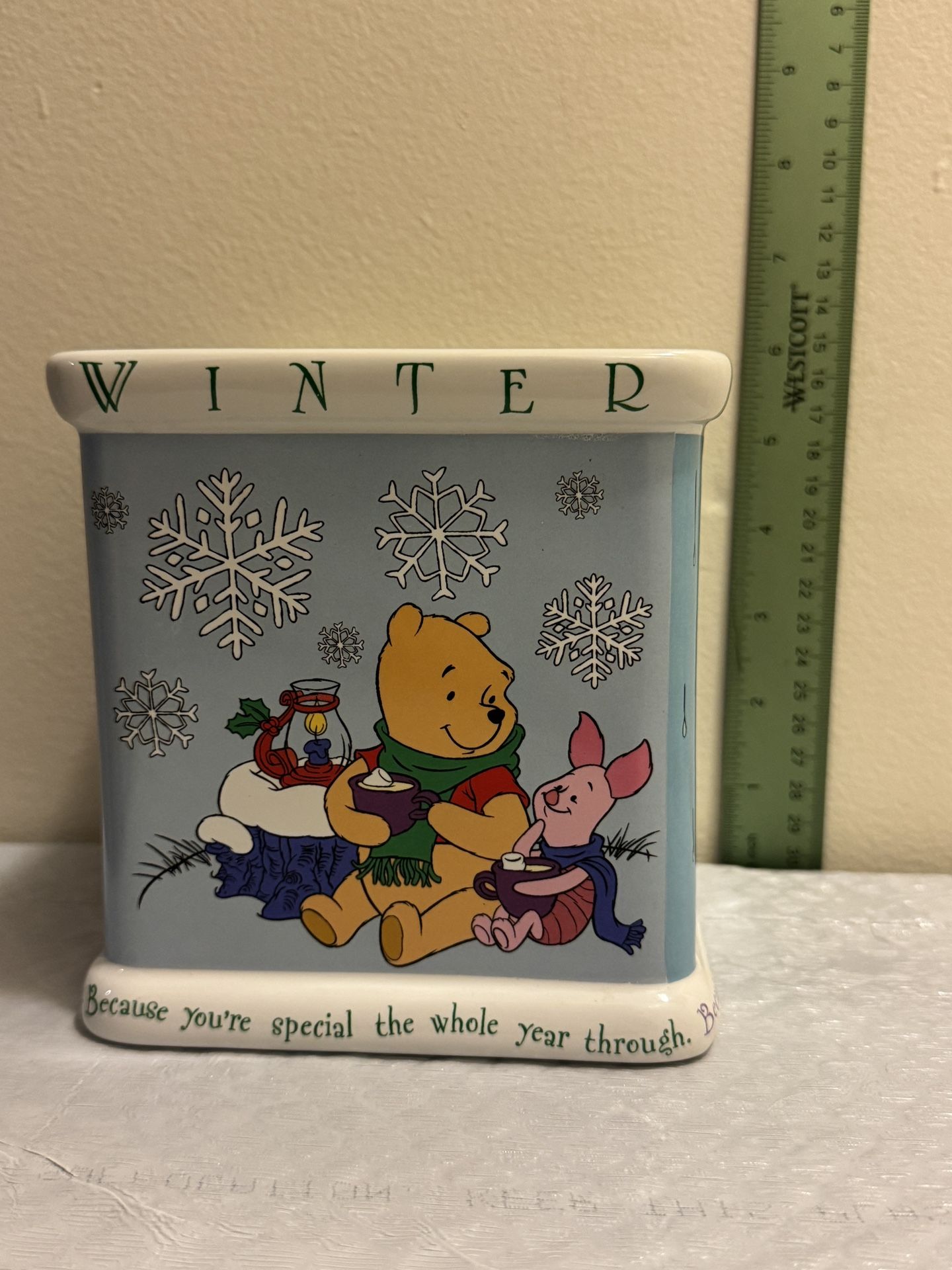 Disney Winnie The Pooh & Piglet 4 Seasons Square Ceramic Planter Flowerpot