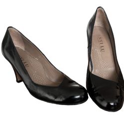Anyi Lu Women’s Black Patent Leather Tortoise Shell Emily Pumps Size 7.5