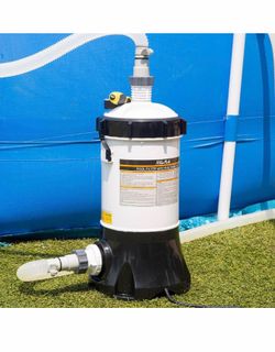 XtremepowerUS Pool Cartridge Filter System Built-in Pump 1.5" Fitting 1,500 GPH for Above Ground Swimming Pool Pressure Gauge Pool Filter Filtration S