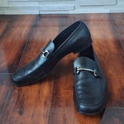 Ermenegildo Zegna Leather Reverse Construction Loafers Black Size 10.5 $950
