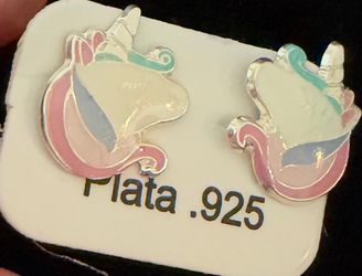 925 Sterling Silver Unicorn Stud Earrings