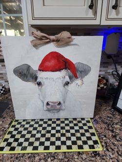 Cow with Santa hat