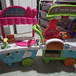 LEAP Frog Scoop And Learn Ice Cream Cart & Leap Frog Build A Slice Pizza Cart 