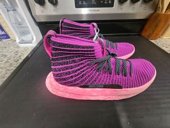 Under Armour UA Flow Basketball Shoes Pink Purple Knit High Top Men’s SIZE 12.5