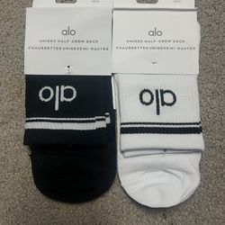 Alo Yoga Half Crew Unisex Socks Med Or Large