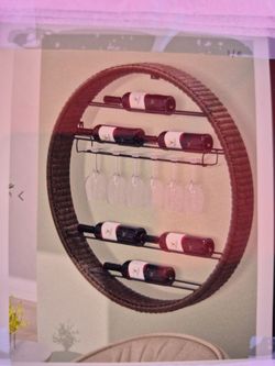 6 bottle wall mounted indoor decorative Wicker wine