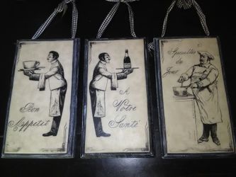 Kitchen porcelain plaques, very heavy. Set of 3