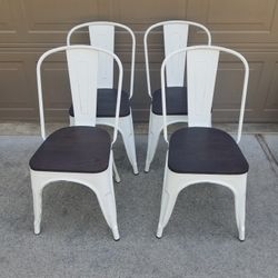 Farmhouse Dining Chairs 4 Metal & Wood
