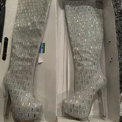 Knee/thigh High Silver Boots