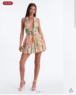 Medium- Emma floral Halter Mini Dress/ pink, combo