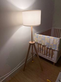 Tripod Floor Lamp with Linen Shade