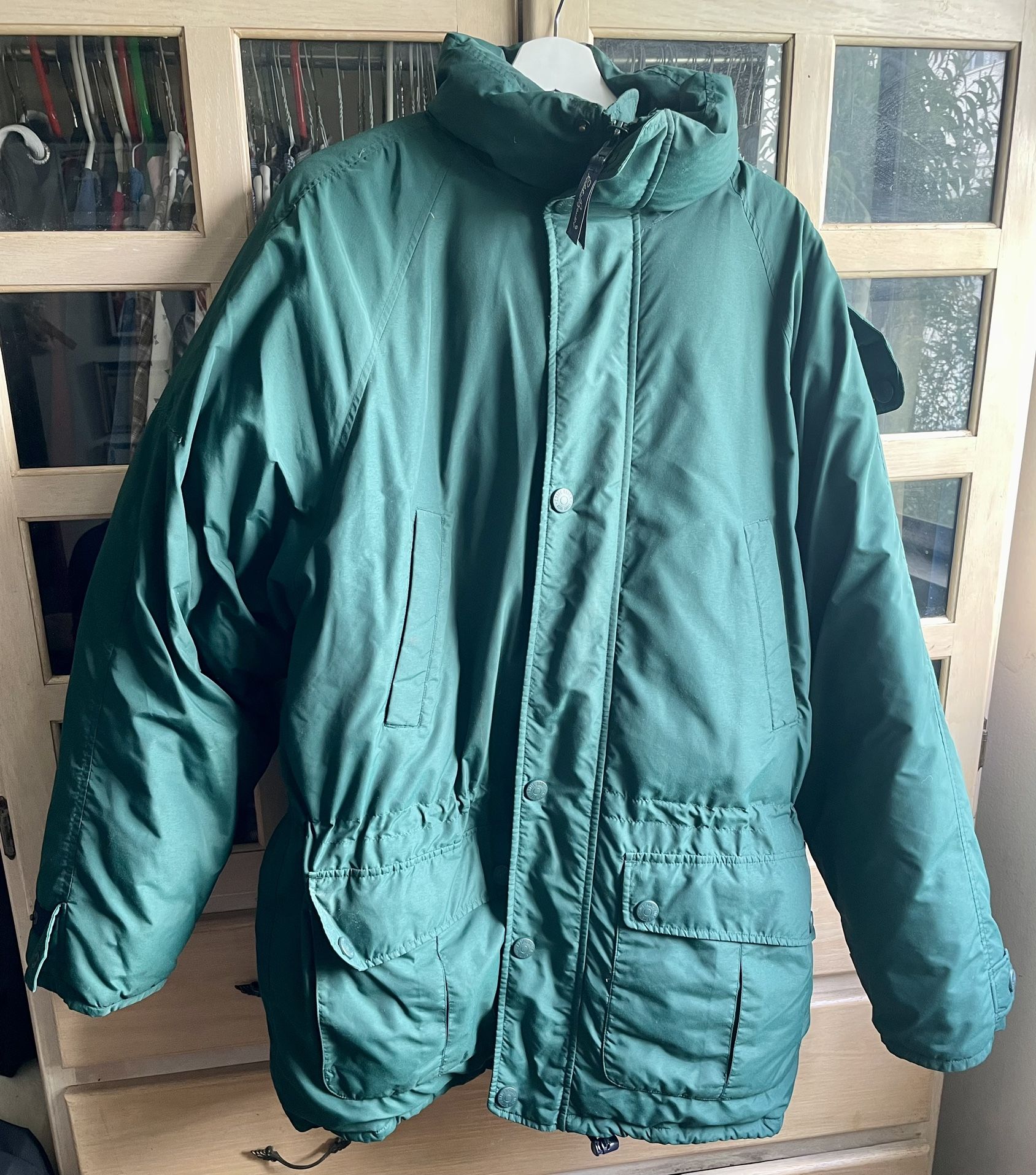 EDDIE BAUER GORE-TEX RIDGE LINE GOOSE DOWN HOODED DK GREEN COAT 