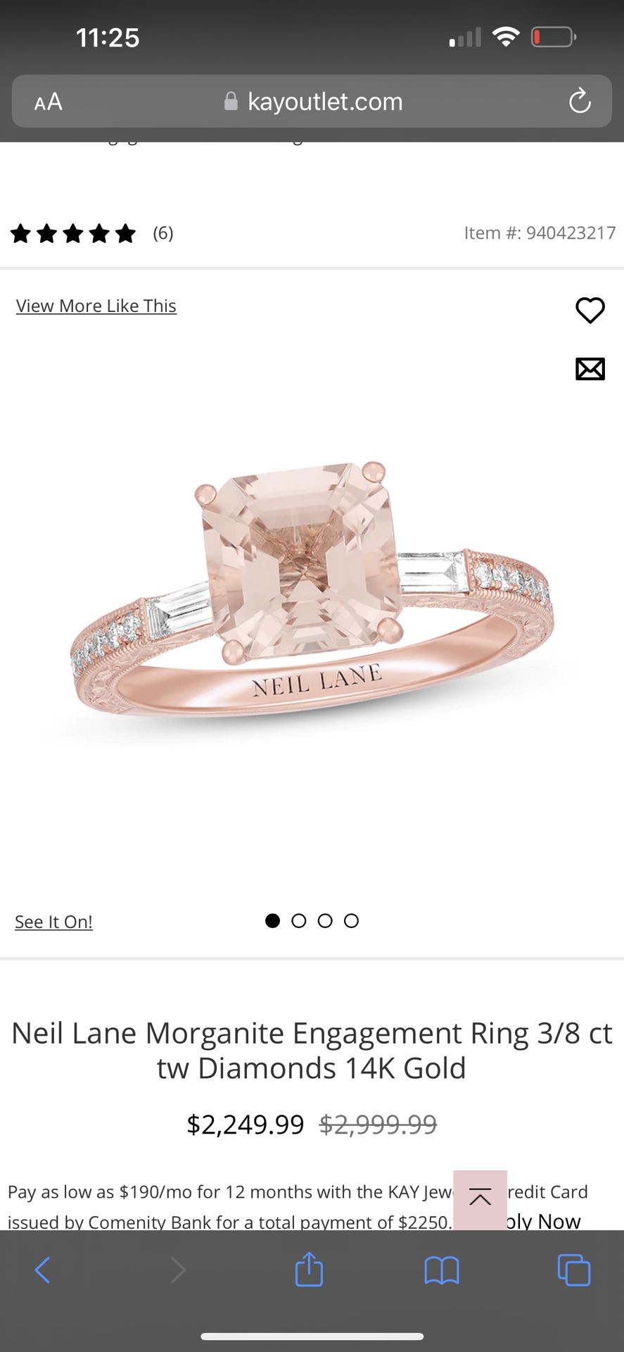 Neil Lane Morganite/diamond/rose Gold Engagement Ring 