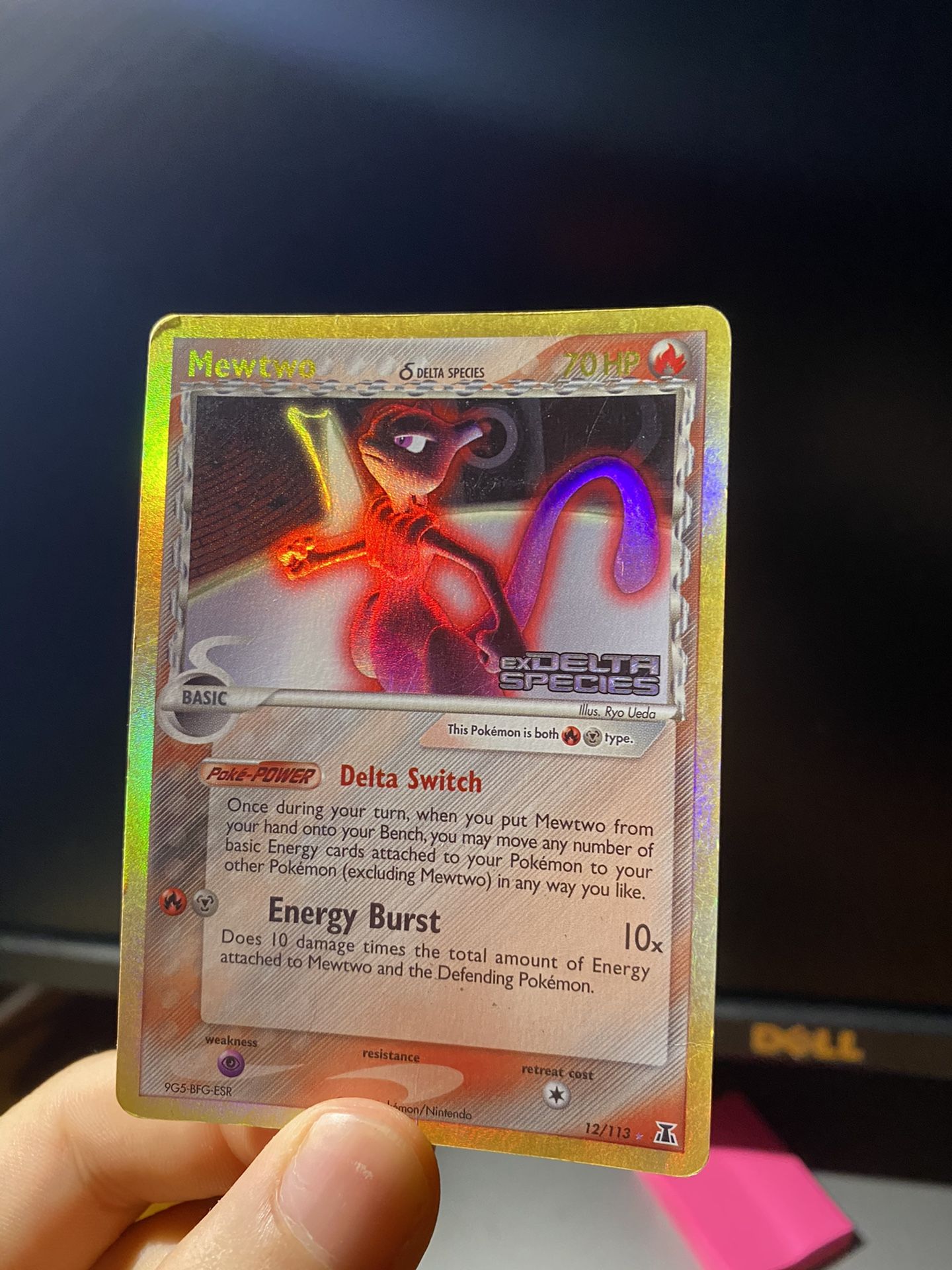 Stamped mewtwo ex delta species holo pokemon card