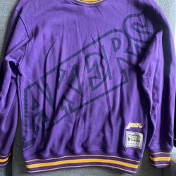 Mitchell & Ness Lakers Hardwood Classics Women's Sweater Small Purple and Gold