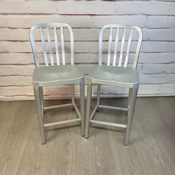 Crate & Barrel Delta Aluminum Counter Stool 2pc