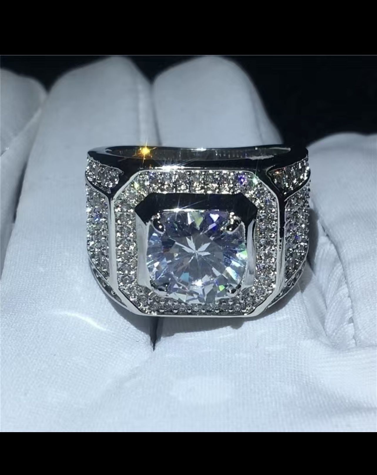 Silver Rhinestone Fashion Wedding Rings For Men And Women