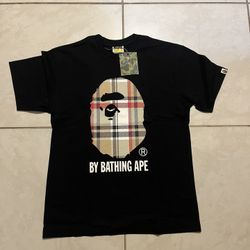 Large Black Burberry Bathing Ape Shirt