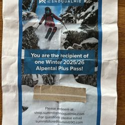 The Summit At Snoqualmie Alpental Plus Season Pass $700