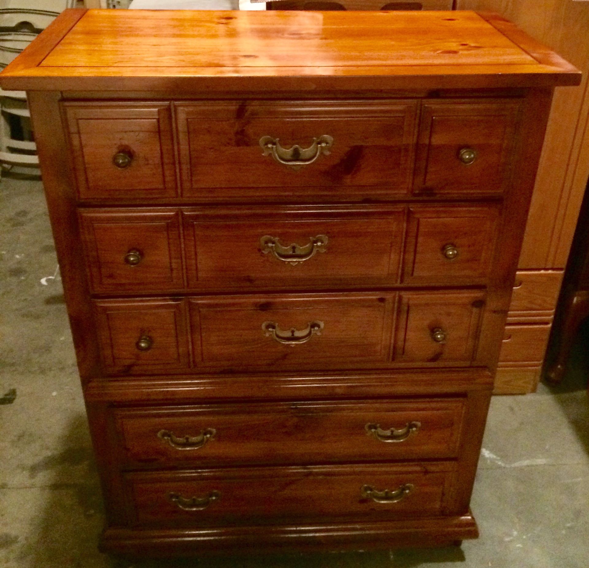 Knotty Pine 5 Drawer Highboy Dresser by Lea for Sale in Lakeville