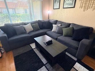 Fabric Sectional Sofa, table and rug set